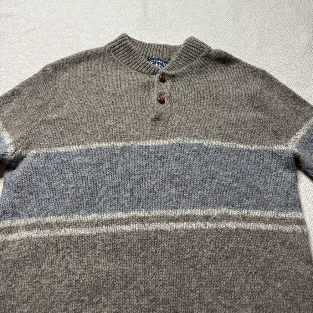 VTG Boathouse Row Made in USA Chunky Knit Wool Henley Sweater M
